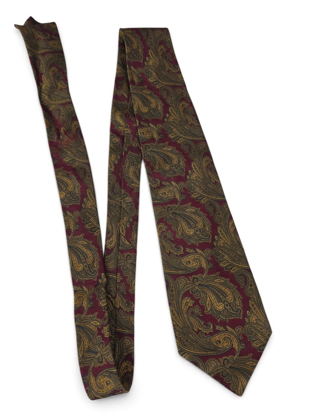 JZ Richards Silk Brocade Tie Deep Red and Gold Men's Necktie